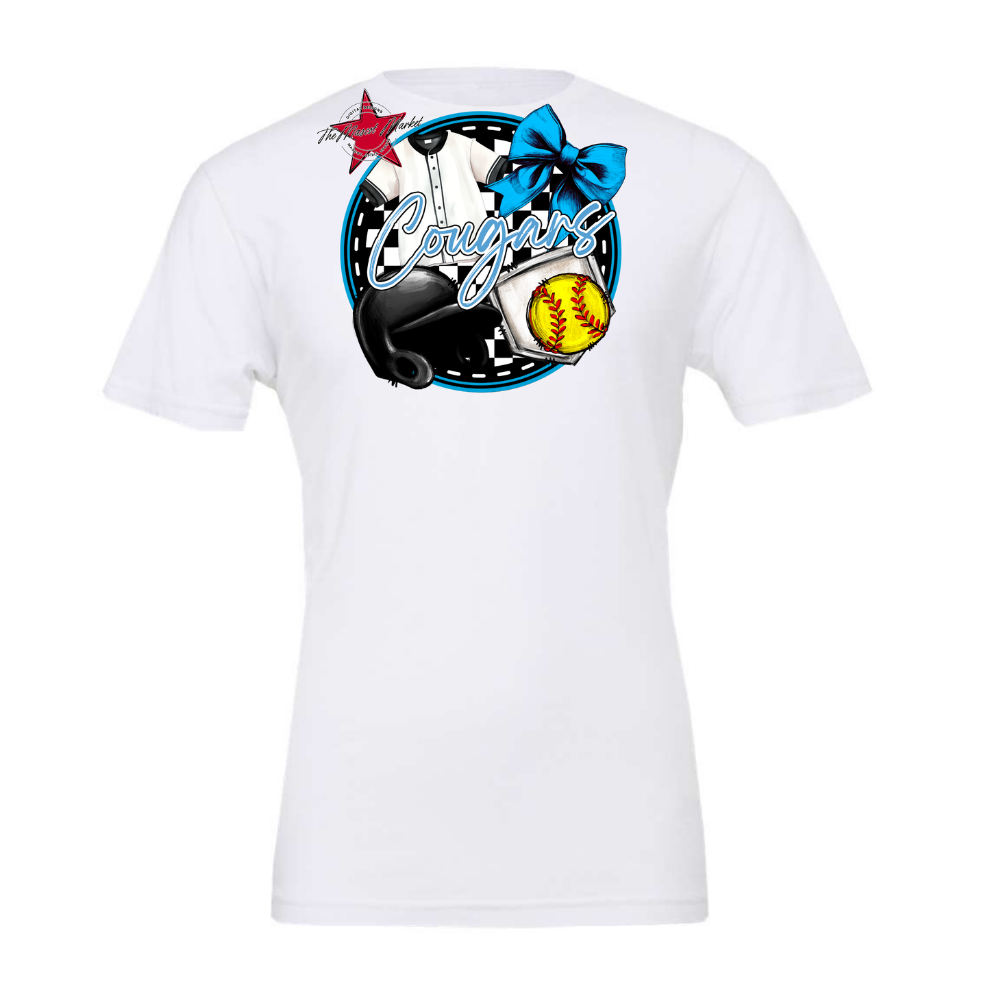 Cougars Circle Softball Design-Carolina Blue