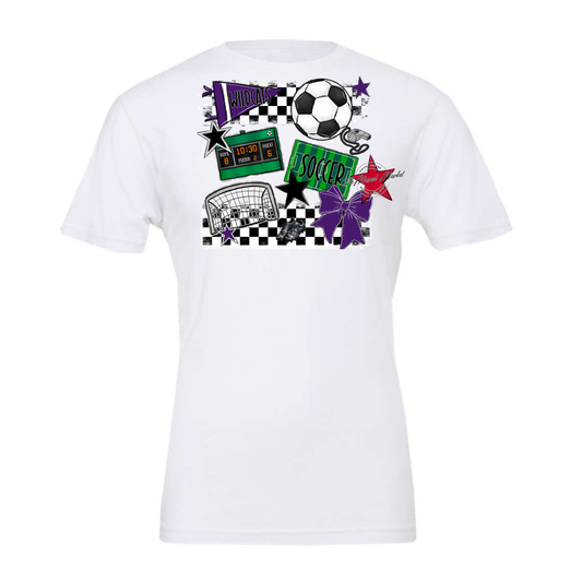 Wildcats Checkers Soccer Spirit Design-Purple