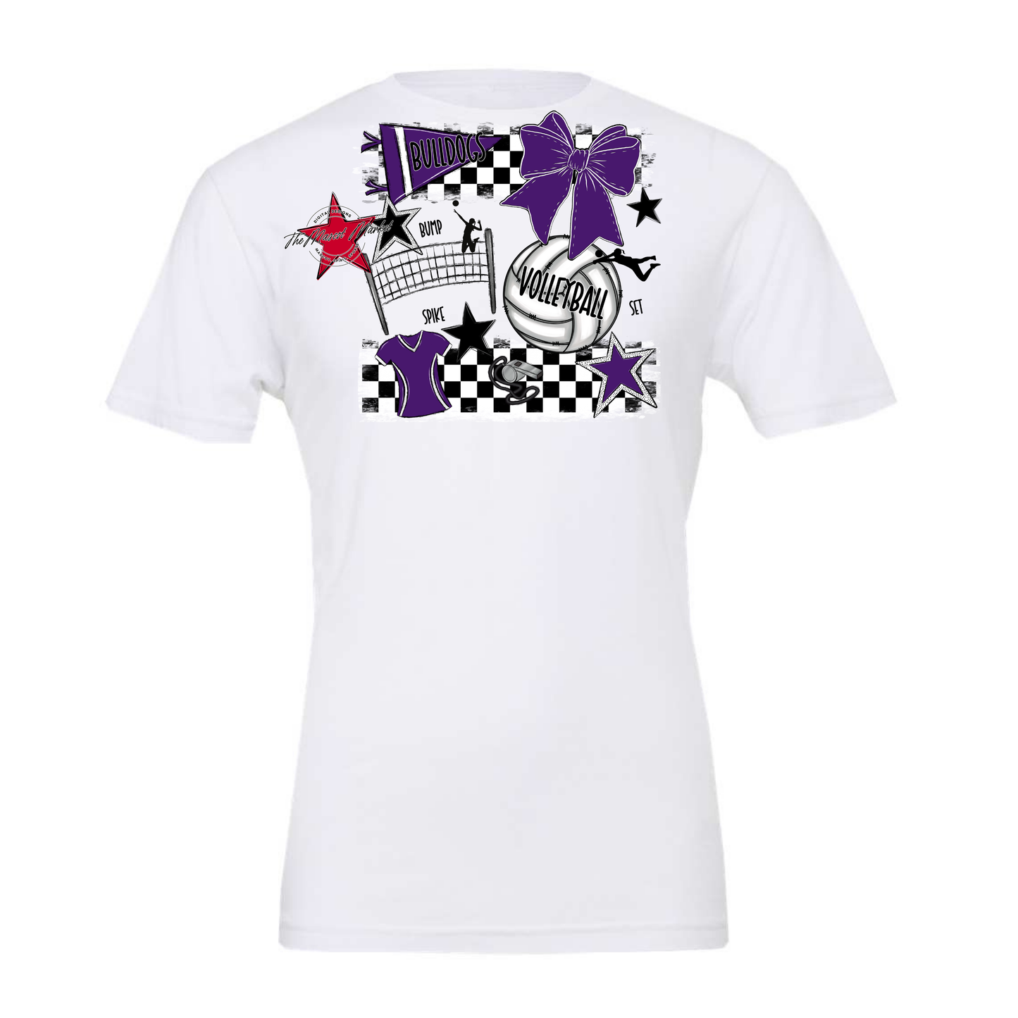 Bulldogs Checkers Volleyball Spirit Design-Purple