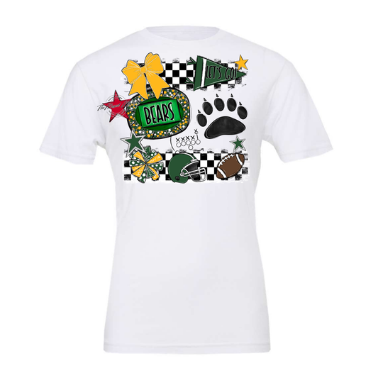 Bears Checker Spirit Design w Paw-Green-Yellow