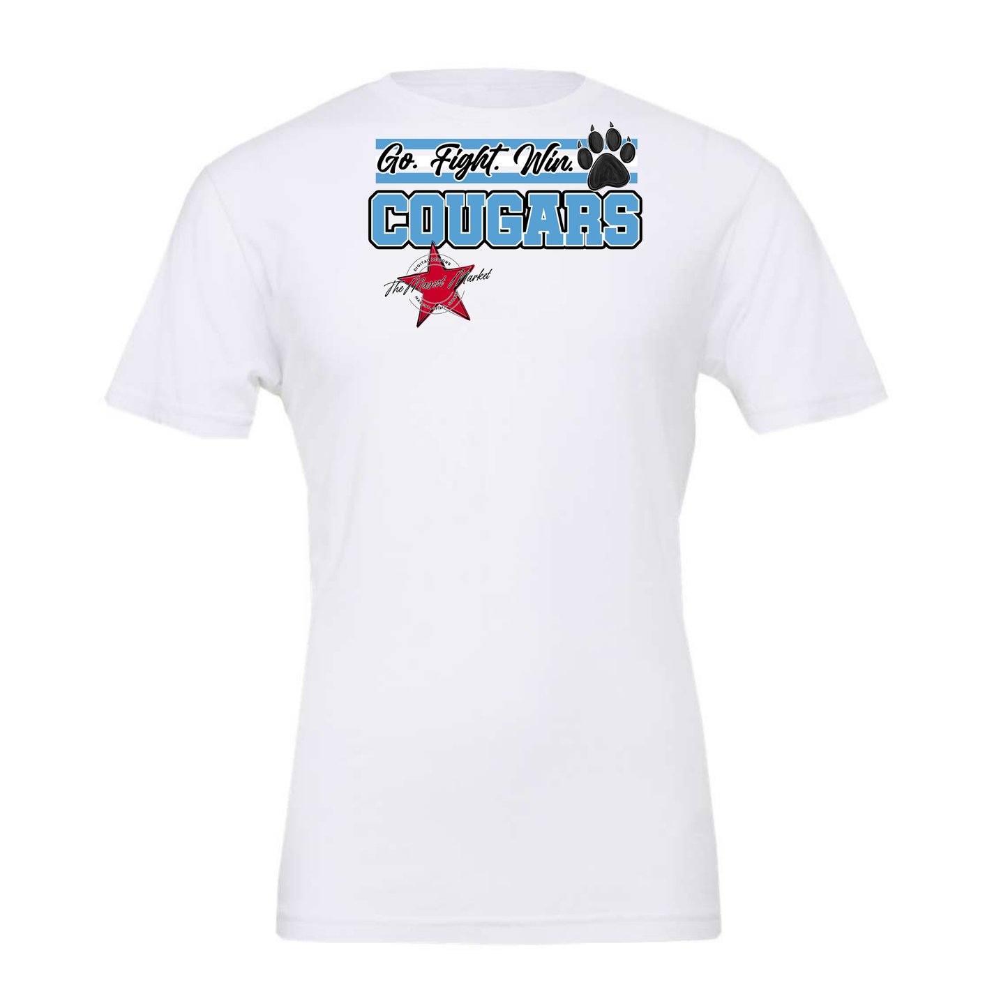 Cougars Go Fight Win Mascot Lines-Carolina Blue