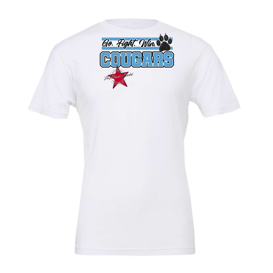 Cougars Go Fight Win Mascot Lines-Carolina Blue