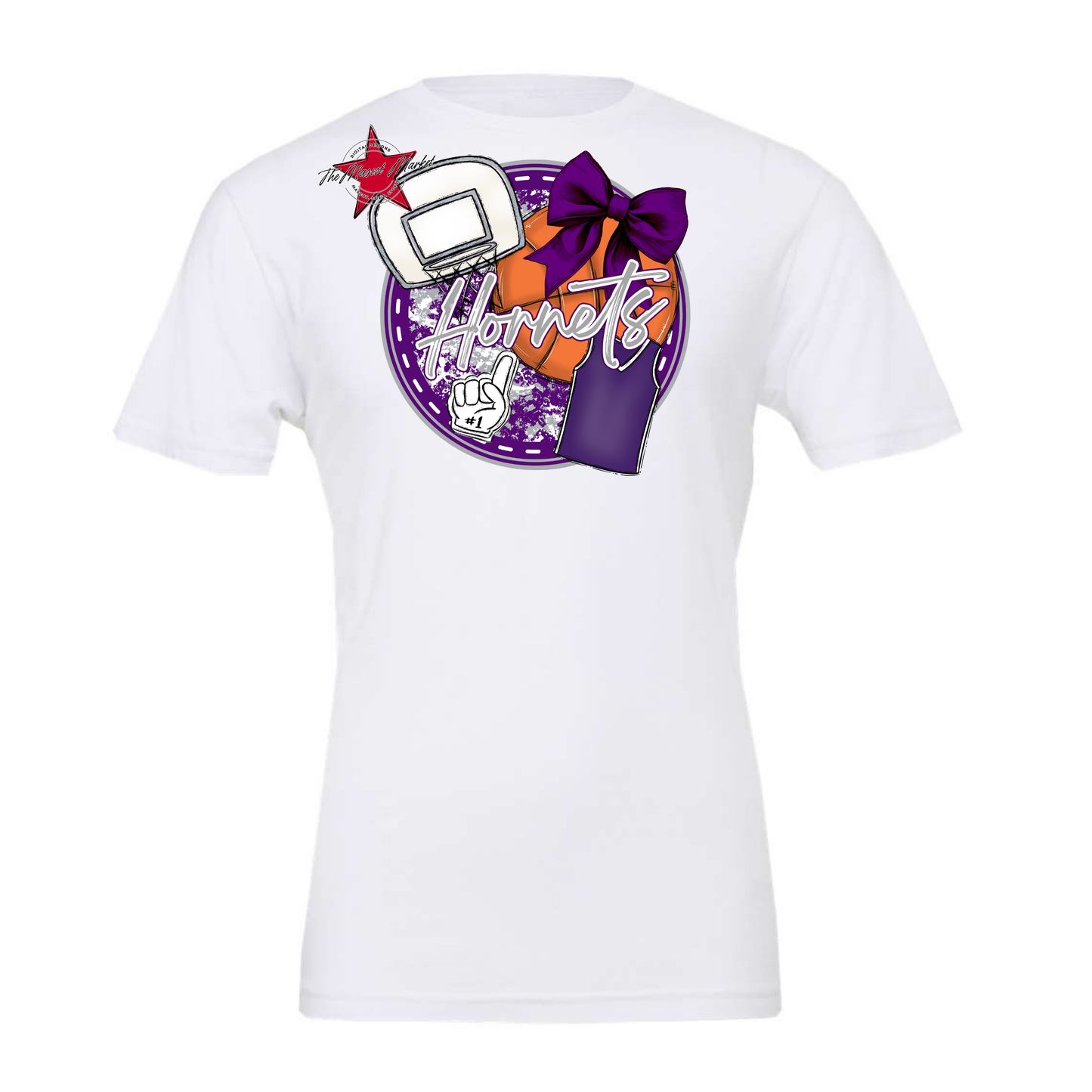 Hornets Circle Basketball Design-Purple-Grey