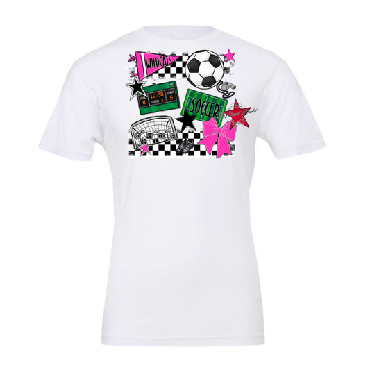 Wildcats Checkers Soccer Spirit Design-Pink