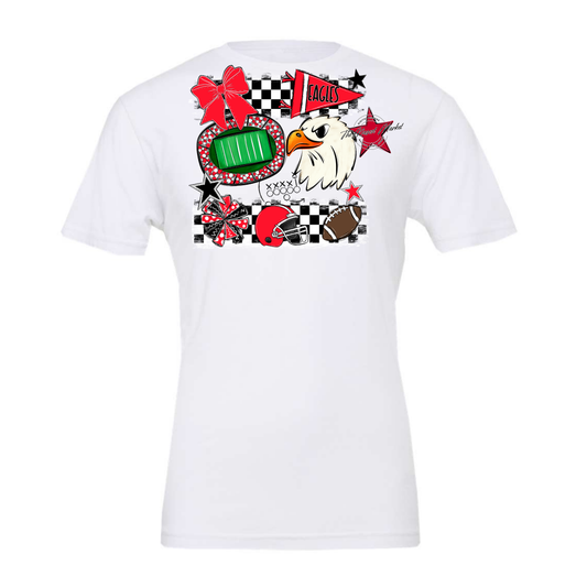 Eagles Checkers Mascot Spirit Design-Bright Red