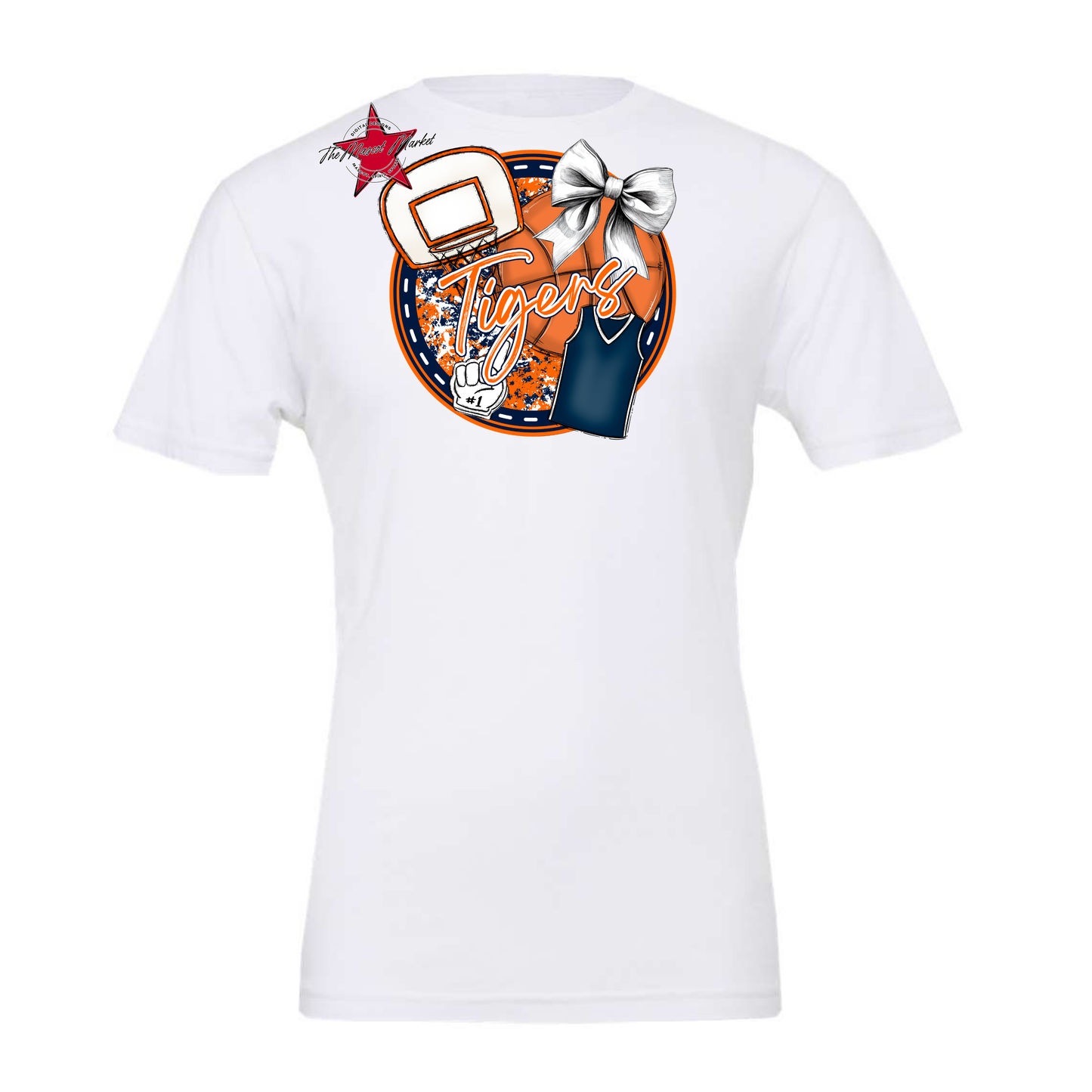 Tigers Circle Basketball Design-Navy-Orange