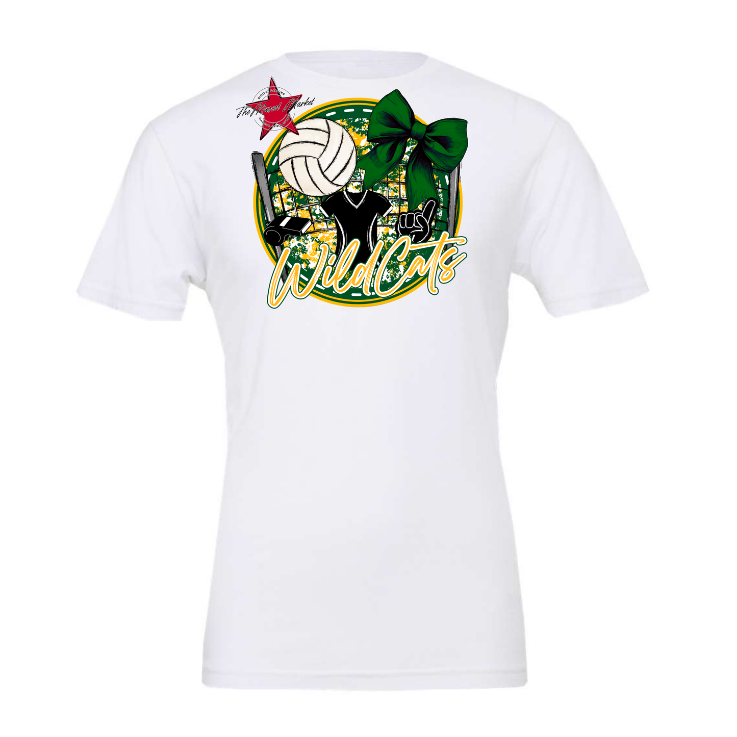 Wildcats Circle Volleyball Design-Green-Yellow