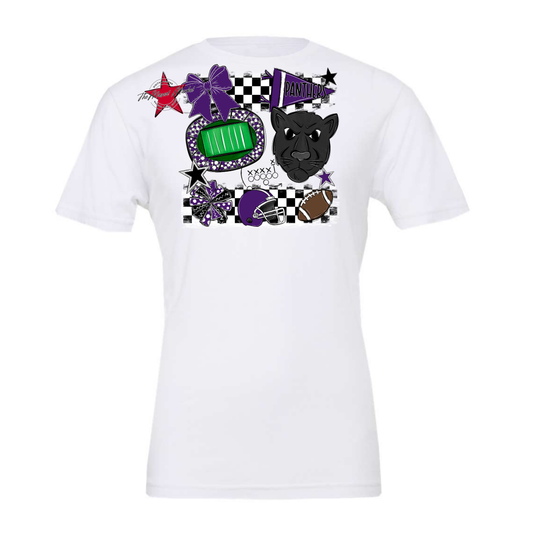 Panthers Checkers Mascot Spirit Design-Purple