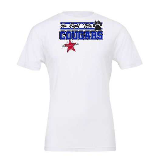 Cougars Go Fight Win Mascot Lines-Blue