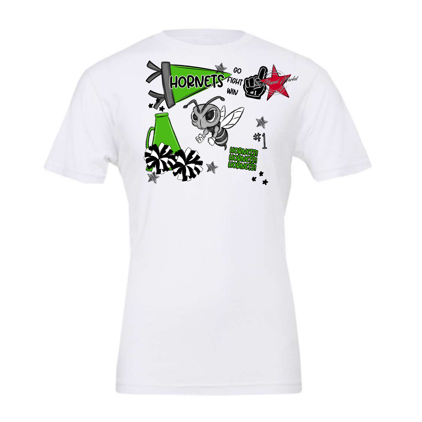 Hornets Mixed Mascot Spirit Design-Bright Green