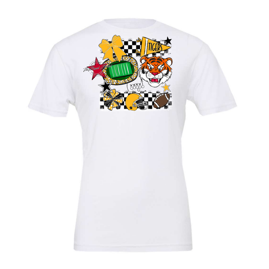 Tigers Checkers Mascot Spirit Design-Yellow