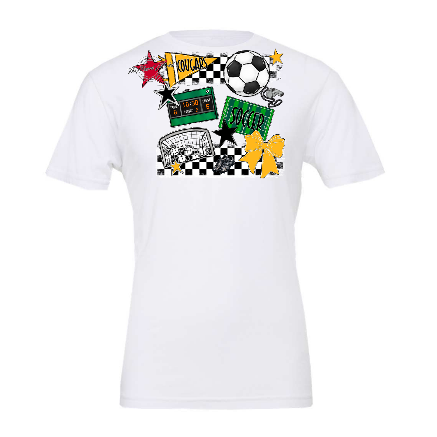 Cougars Checkers Soccer Spirit Design-Yellow