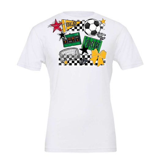 Cougars Checkers Soccer Spirit Design-Yellow