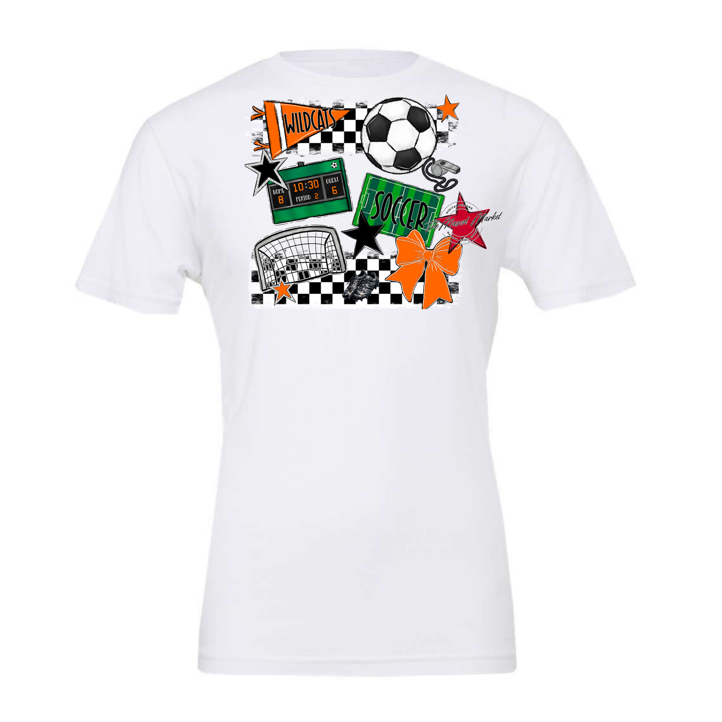 Wildcats Checkers Soccer Spirit Design-Orange