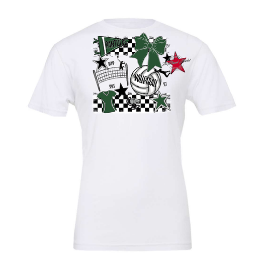 Panthers Checkers Volleyball Spirit Design-Green