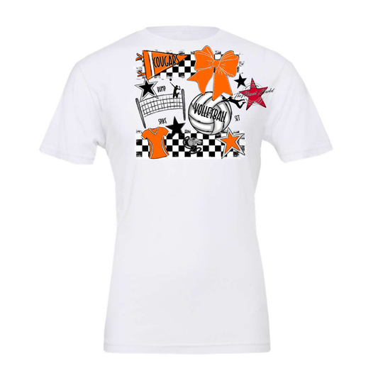 Cougars Checkers Volleyball Spirit Design-Orange