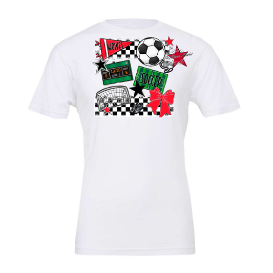 Wolves Checkers Soccer Spirit Design-Bright Red