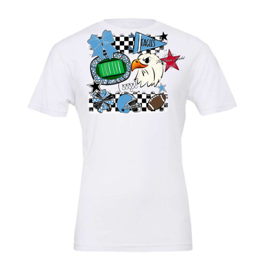 Eagles Checkers Mascot Spirit Design-Carolina Blue