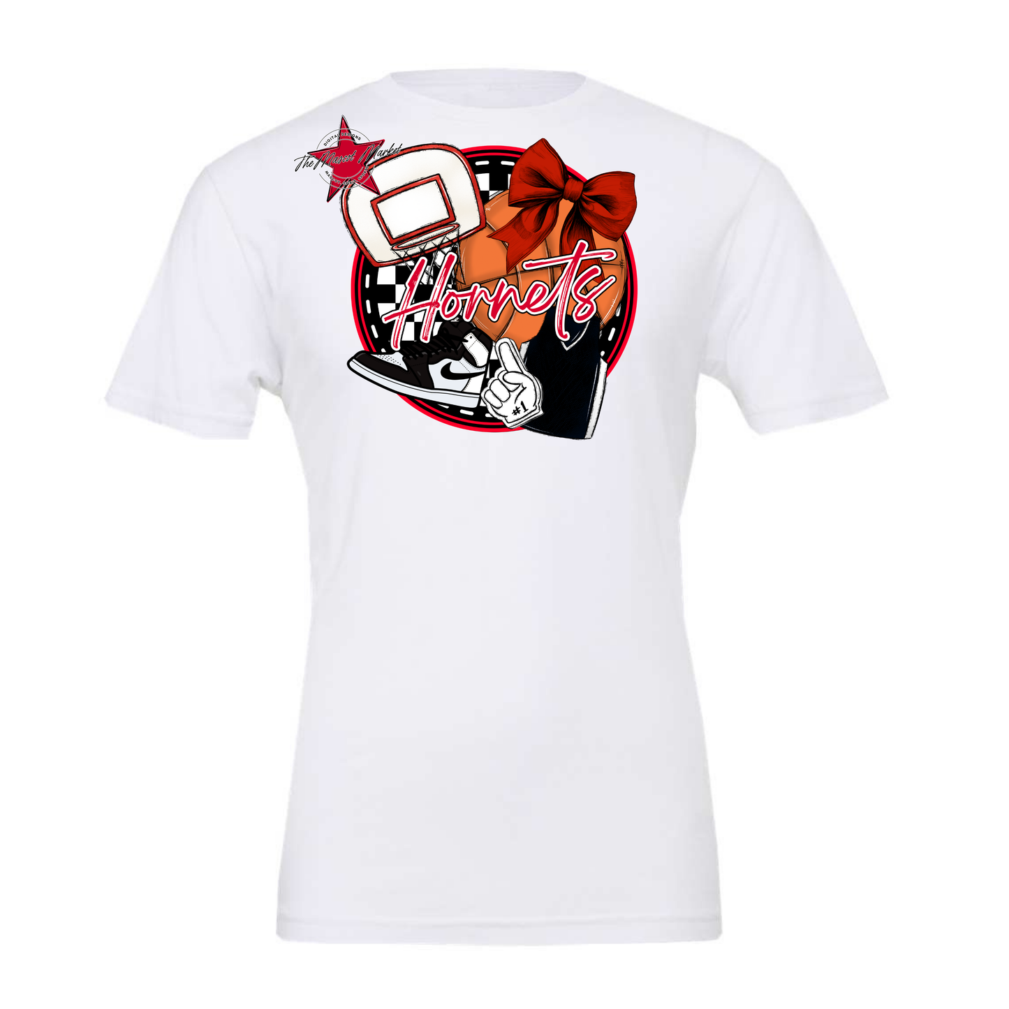 Hornets Circle Basketball Design-Red