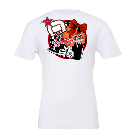 Hornets Circle Basketball Design-Red