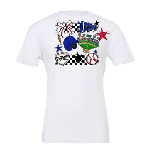 Wildcats Checkers Baseball Spirit Design-Royal Blue