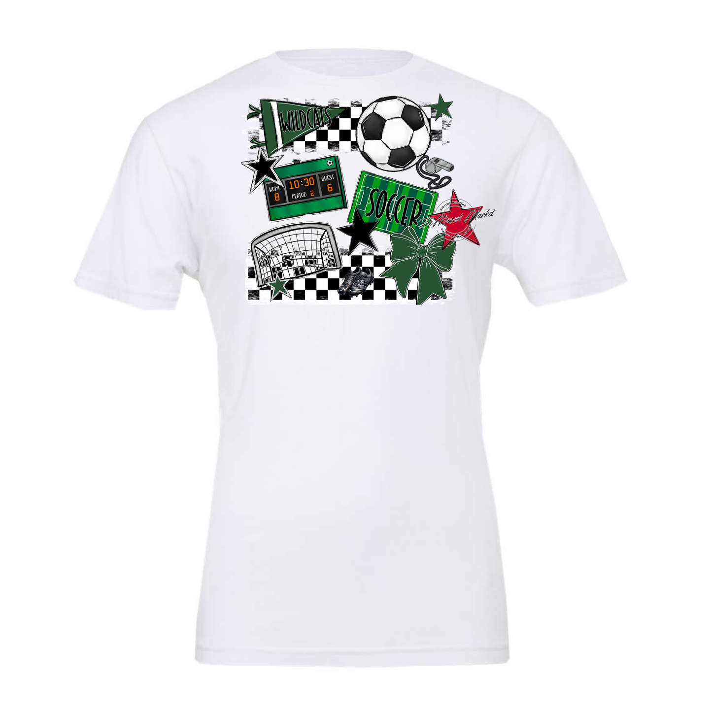 Wildcats Checkers Soccer Spirit Design-Green