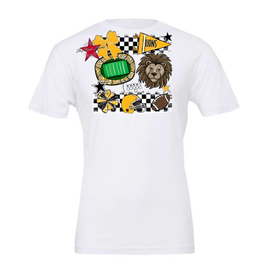 Lions Checkers Mascot Spirit Design-Yellow