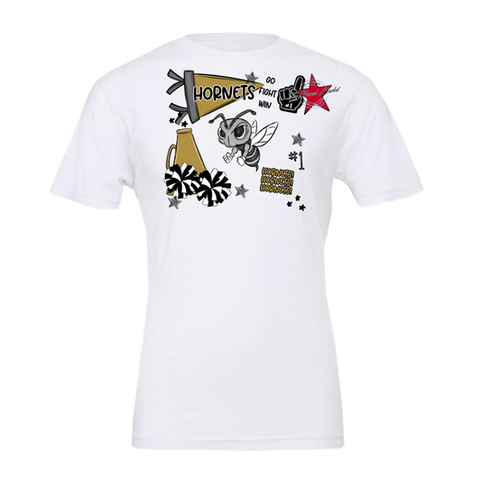 Hornets Mixed Mascot Spirit Design-Gold