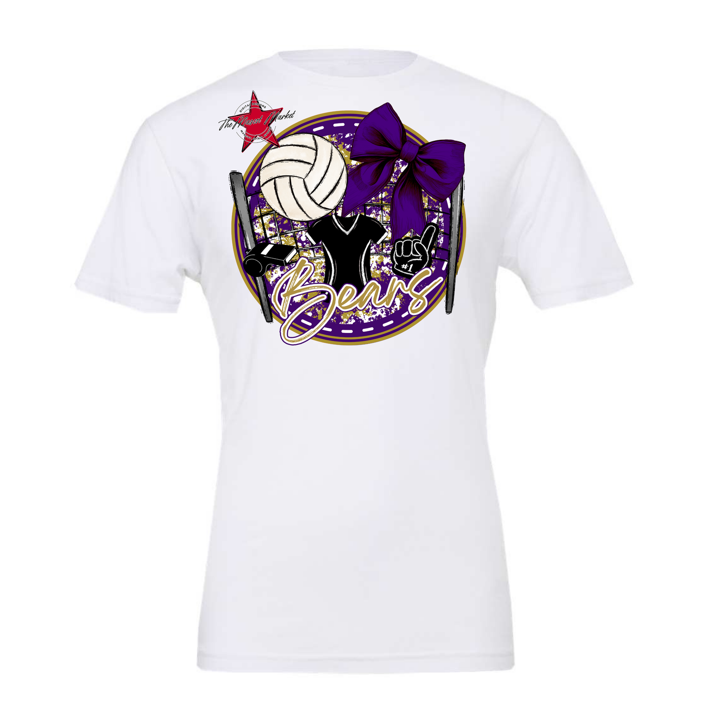 Bears Circle Volleyball Design-Purple-Gold