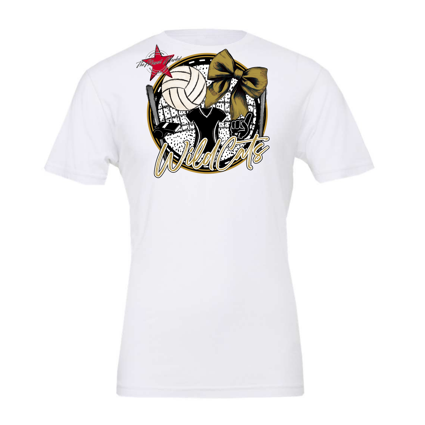 Wildcats Circle Volleyball Design-Gold