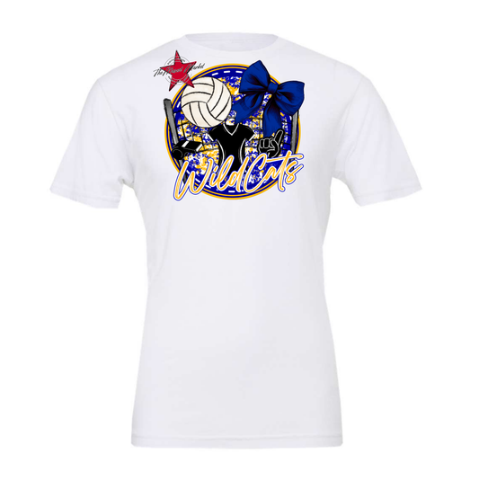 Wildcats Circle Volleyball Design-Blue-Yellow