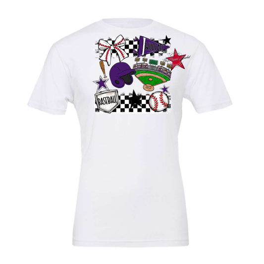 Wildcats Checkers Baseball Spirit Design-Purple