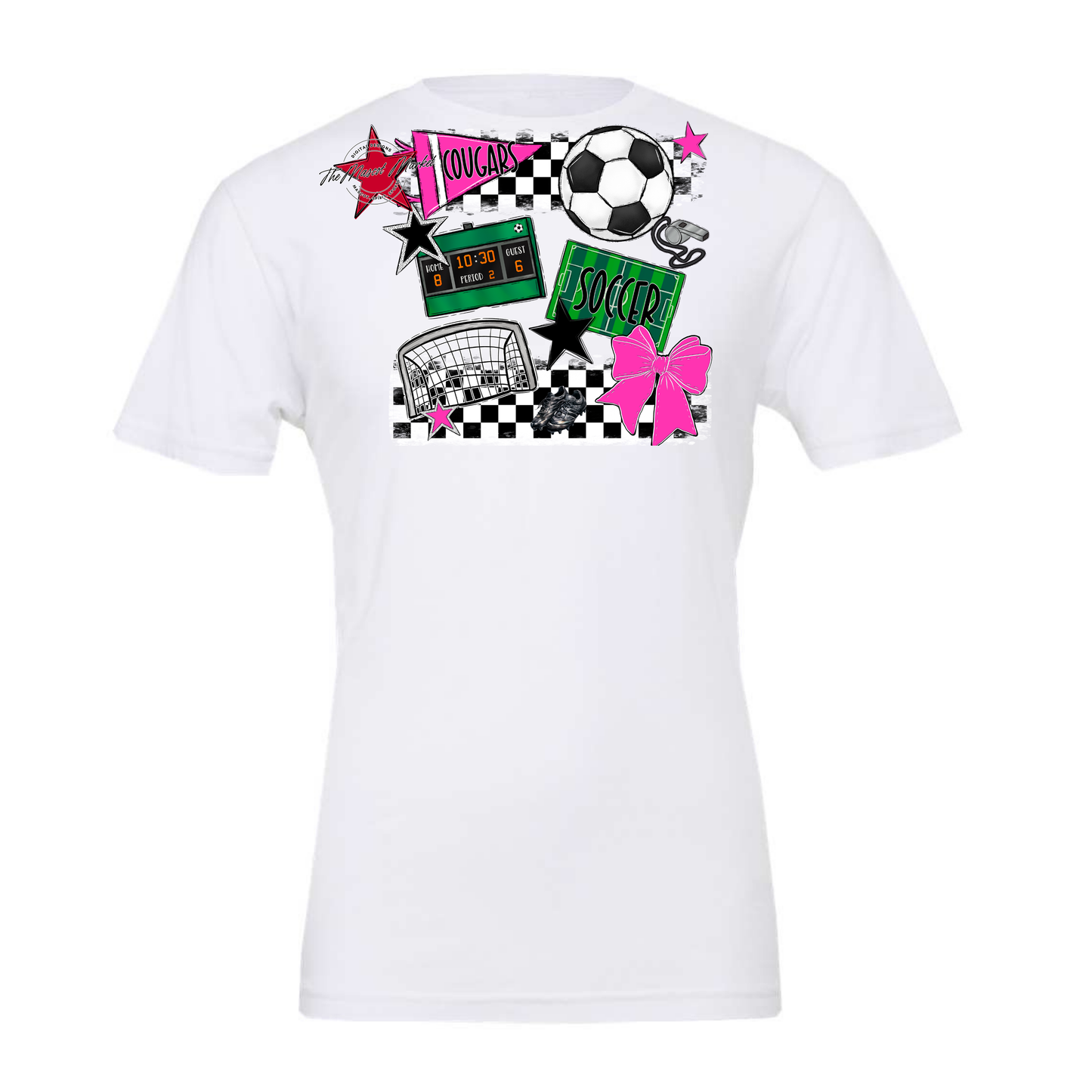 Cougars Checkers Soccer Spirit Design-Pink