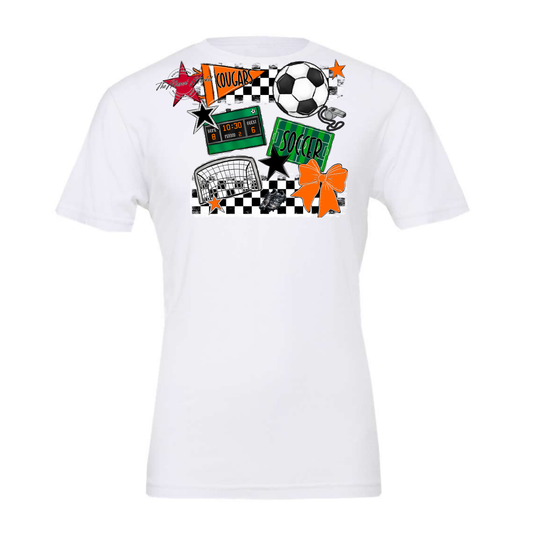 Cougars Checkers Soccer Spirit Design-Orange