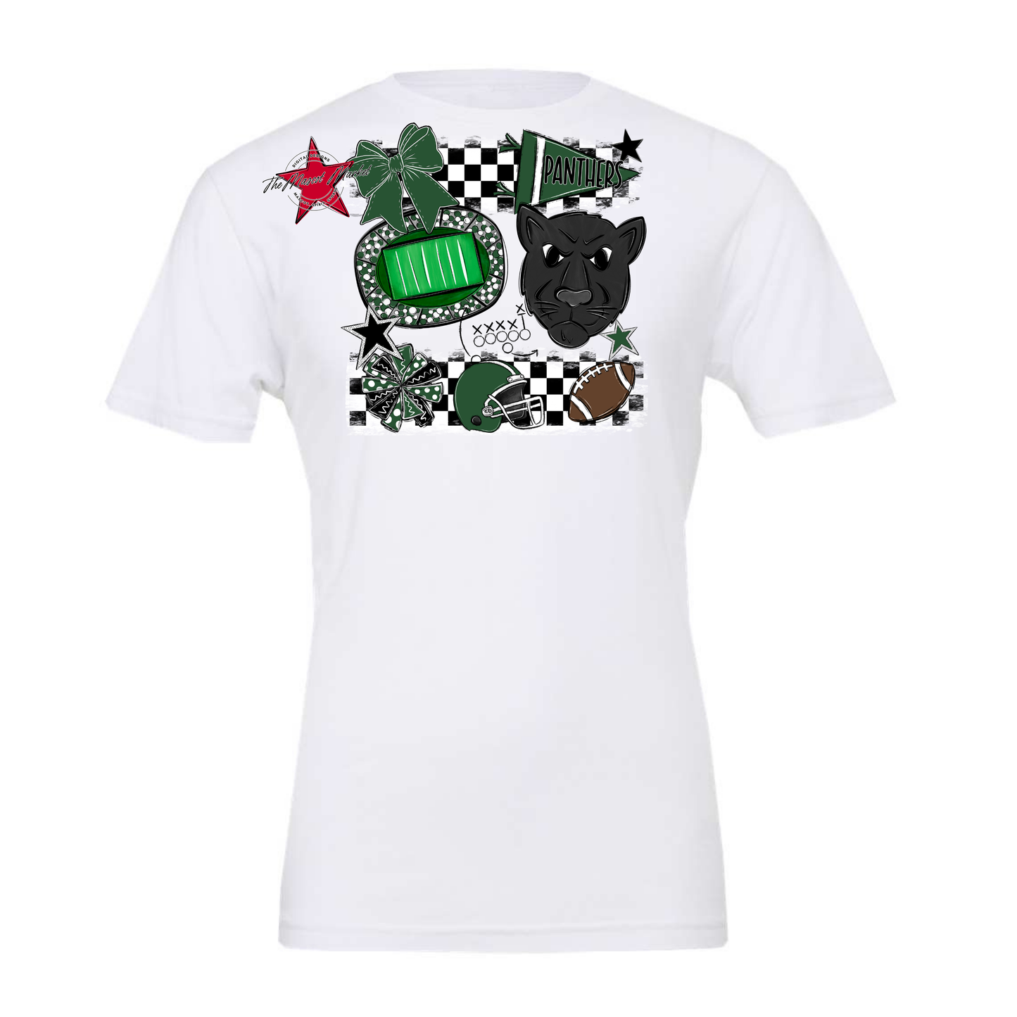 Panthers Checkers Mascot Spirit Design-Green