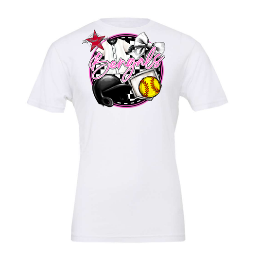 Bengals Softball Checkers Design-Baby Pink