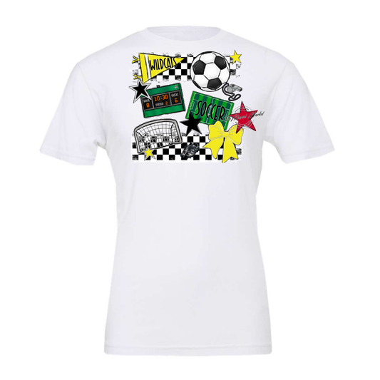 Wildcats Checkers Soccer Spirit Design-Bright Yellow