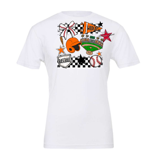 Wildcats Checkers Baseball Spirit Design-Orange