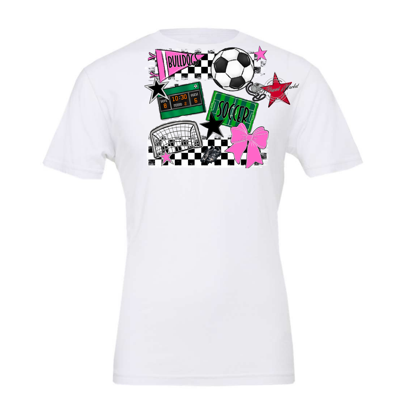 Bulldogs Checkers Soccer Spirit Design-Baby Pink