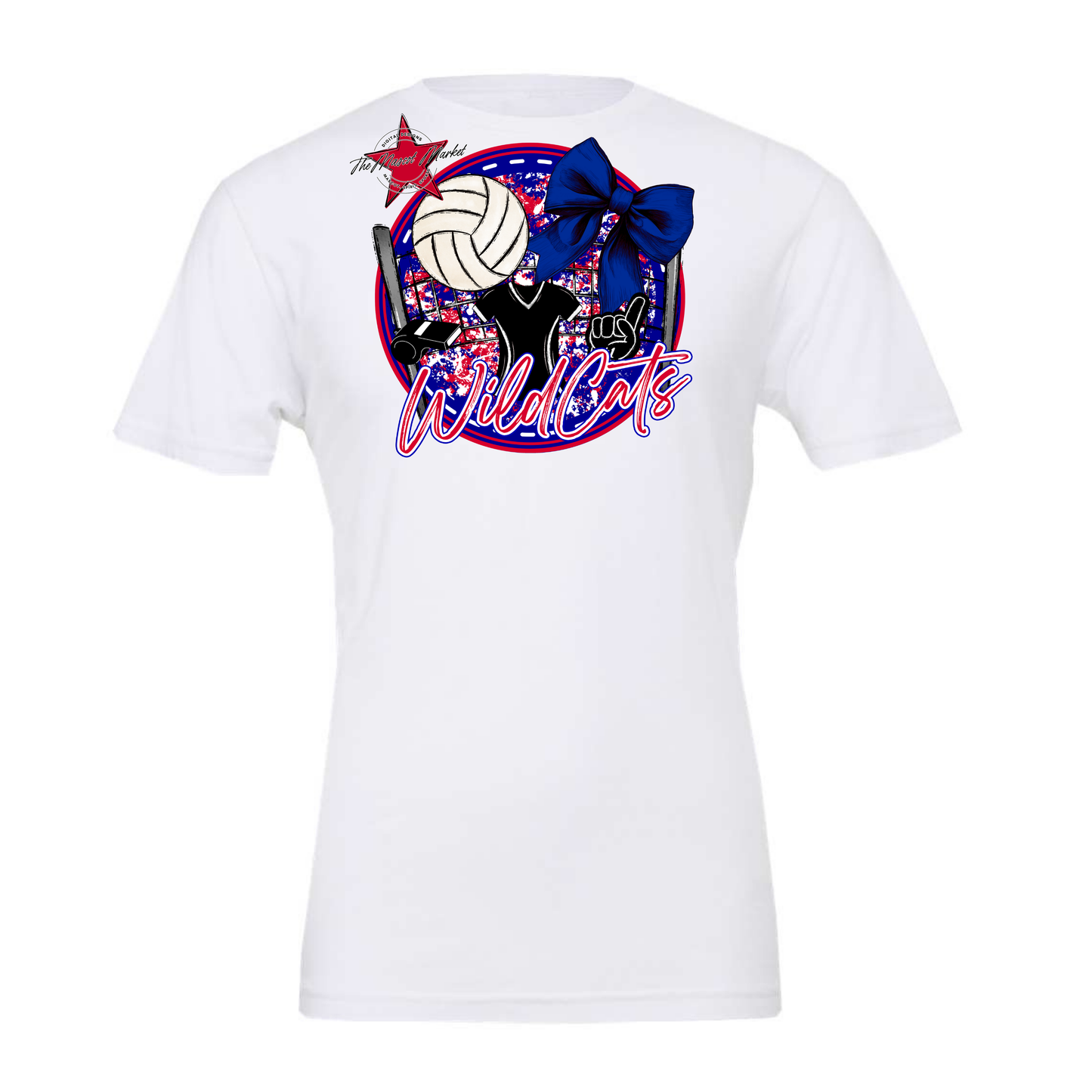 Wildcats Circle Volleyball Design-Blue-Red