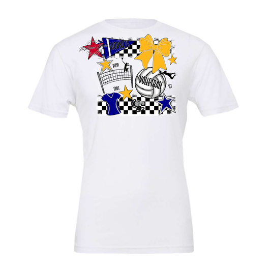 Hornets Checkers Volleyball Spirit Design-Blue-Yellow