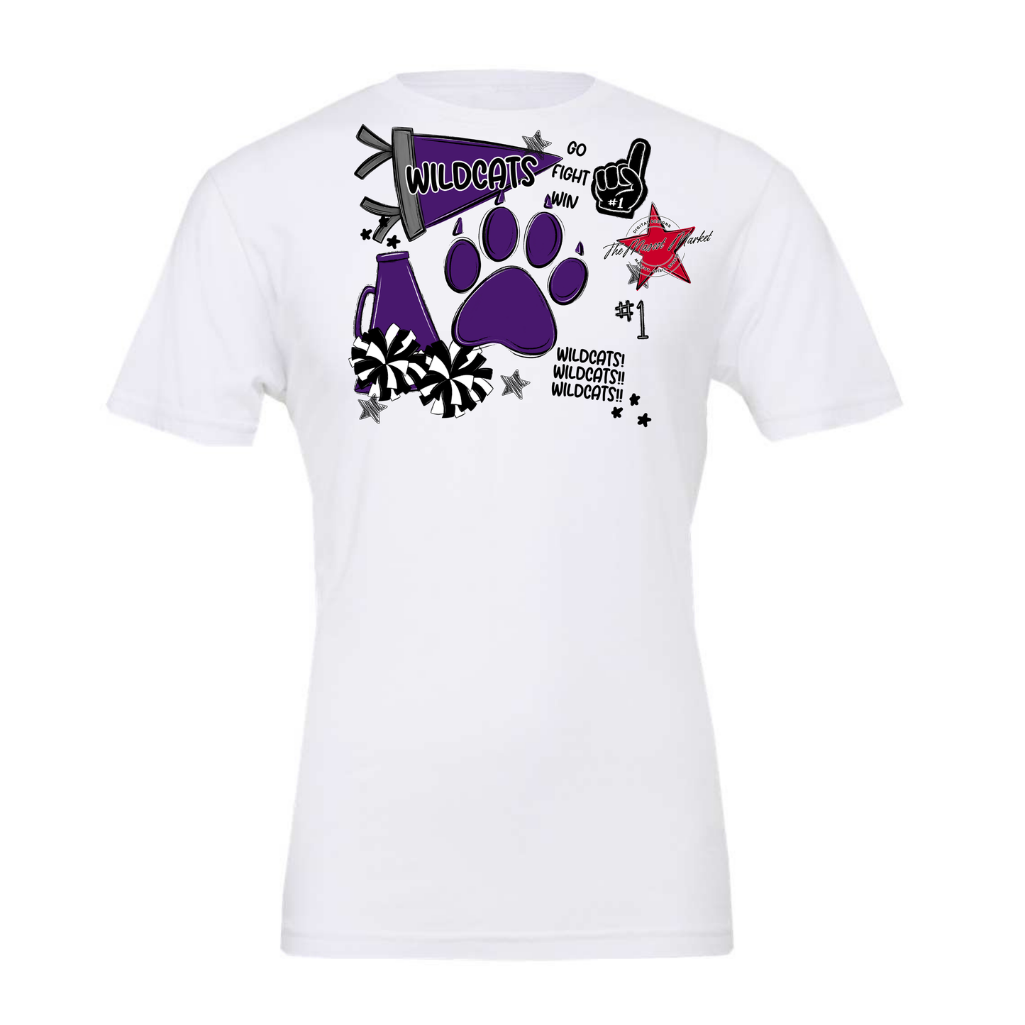 Wildcats Mixed Mascot Spirit Design-Purple