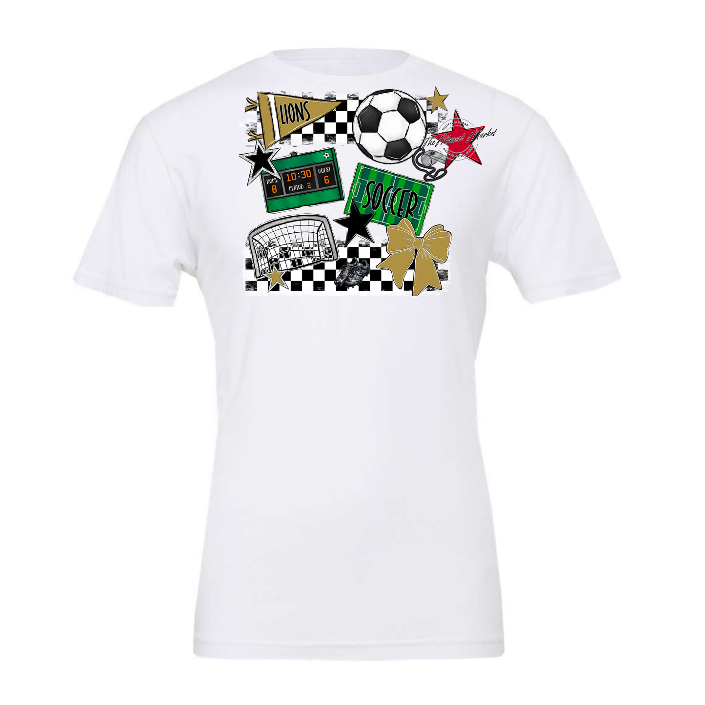 Lions Checkers Soccer Spirit Design-Gold