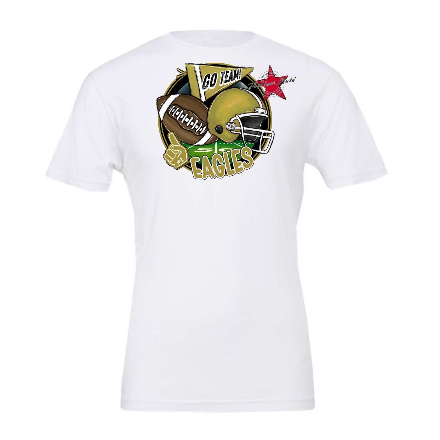 Eagles Circle Football Design-Gold