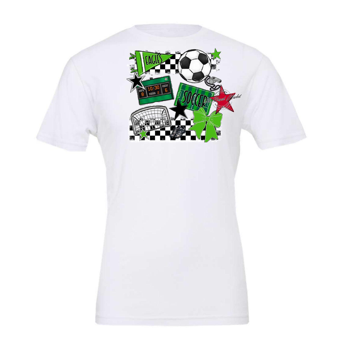 Eagles Soccer Checkers Design-Bright Green