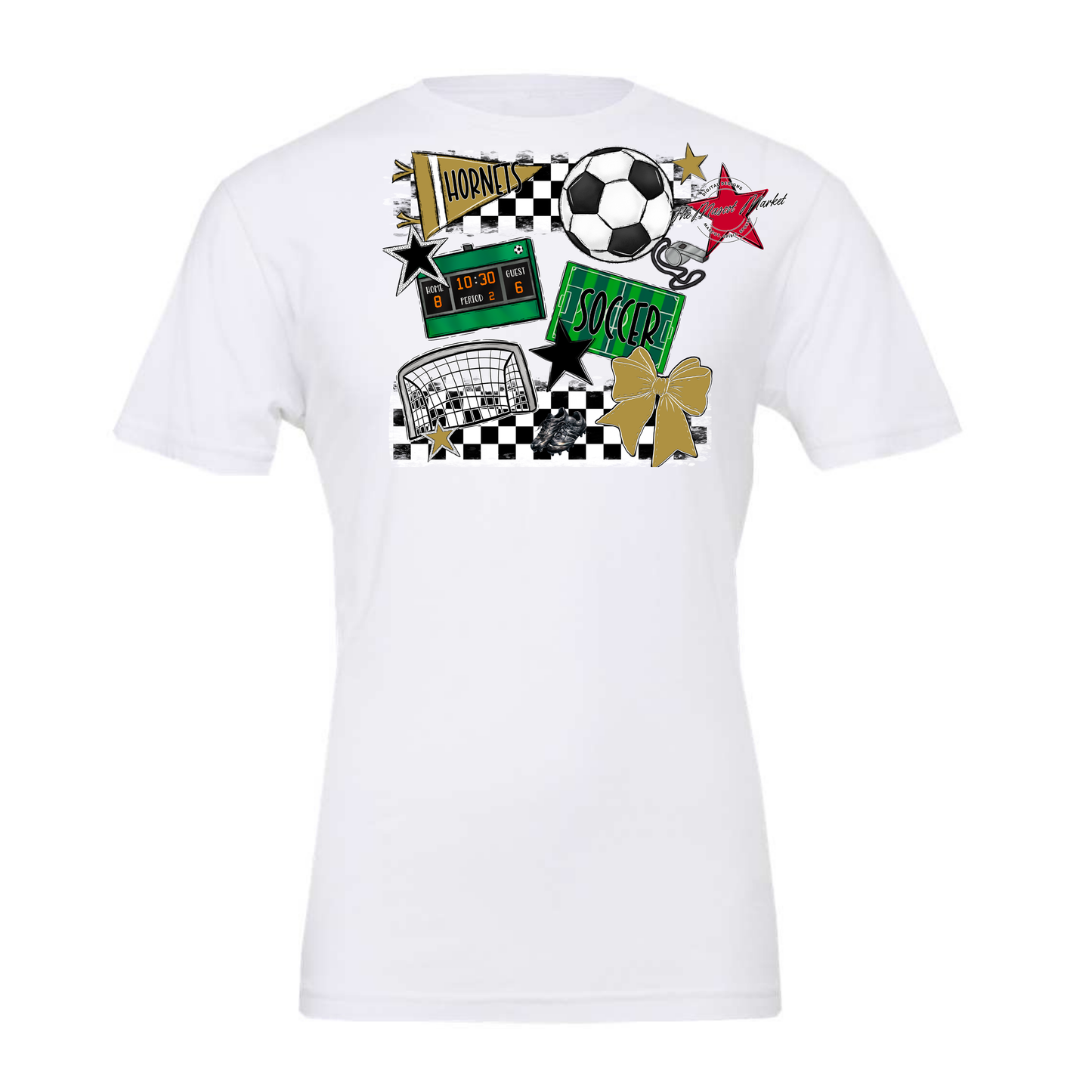 Hornets Checkers Soccer Spirit Design-Gold
