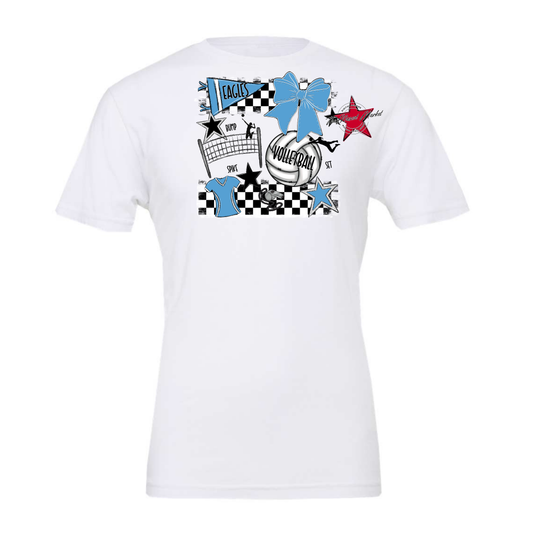 Eagles Volleyball Checkers Design-Carolina Blue