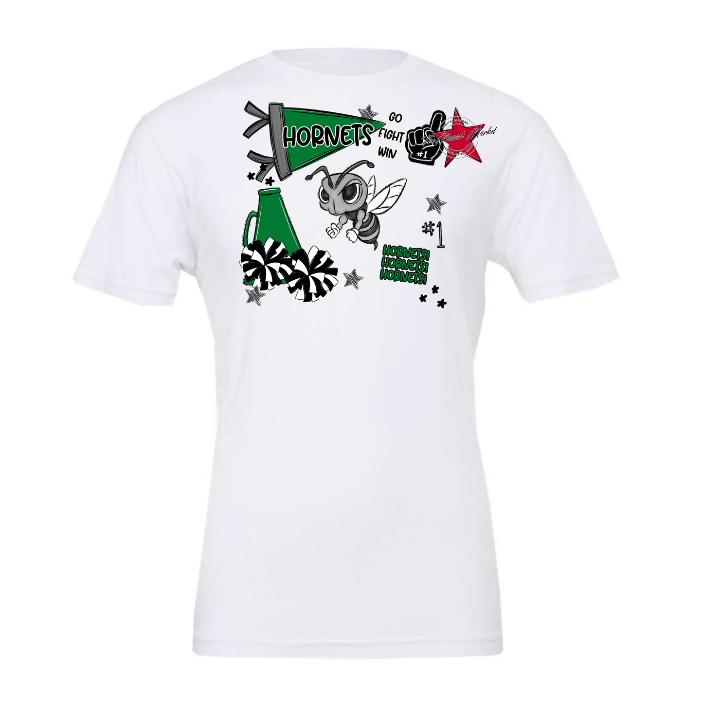 Hornets Mixed Mascot Spirit Design-Kelly Green