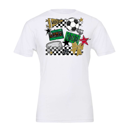 Wildcats Checkers Soccer Spirit Design-Gold