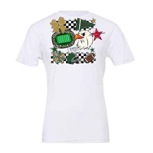 Eagles Checkers Mascot Spirit Design-Green-Gold